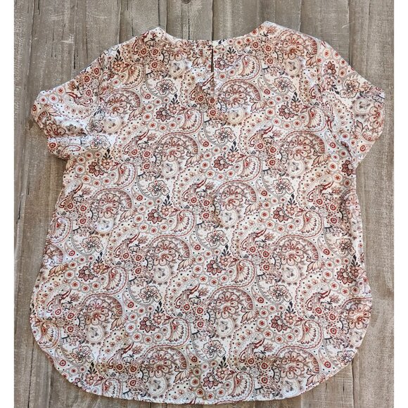 Loft Blouse Womens Large Short Sleeve Paisley Floral - Picture 10 of 10